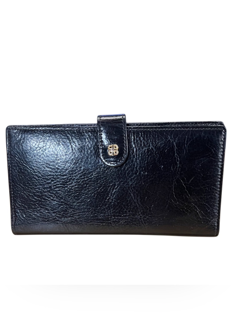 Bosca Handstained Black Leather Women's Checkbook/Wallet